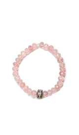 Rose Quartz Bracelet w/ Diamond Baguette-Bracelets-Gretchen Ventura