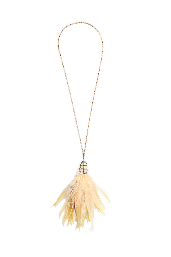 Nude Feather Tassel Necklace-Necklaces-Gretchen Ventura