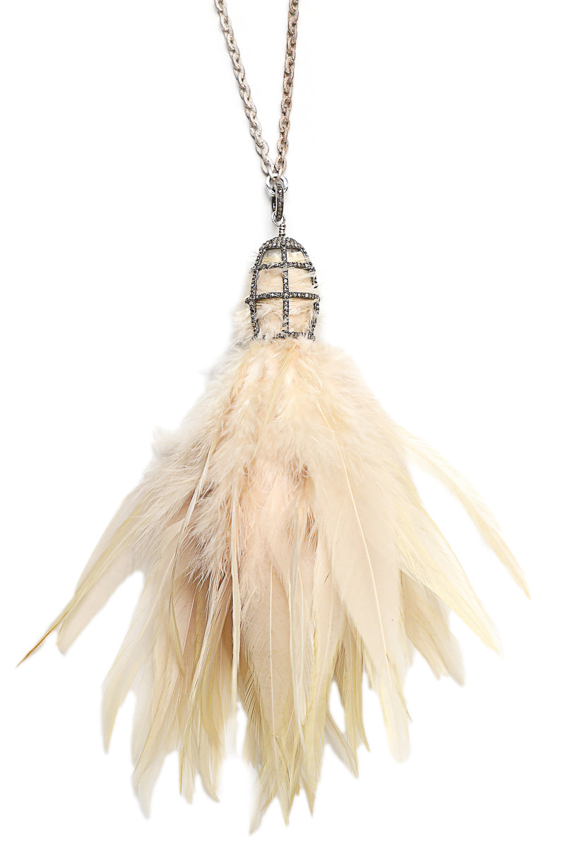 Nude Feather Tassel Necklace-Necklaces-Gretchen Ventura