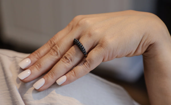 Pyramid Black Spinel Saucer Ring-Rings-Gretchen Ventura