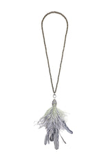 Two Toned Feather Tassel & Faceted Pyrite Necklace-Necklaces-Gretchen Ventura