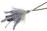 Two Toned Feather Tassel & Faceted Pyrite Necklace-Necklaces-Gretchen Ventura