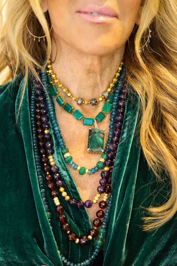 Emerald Shape Emerald w/ Rock Pendant-Neck Pendant-Gretchen Ventura