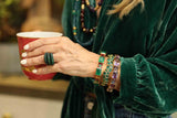 Green Onyx Waved Bangle-Bracelets-Gretchen Ventura