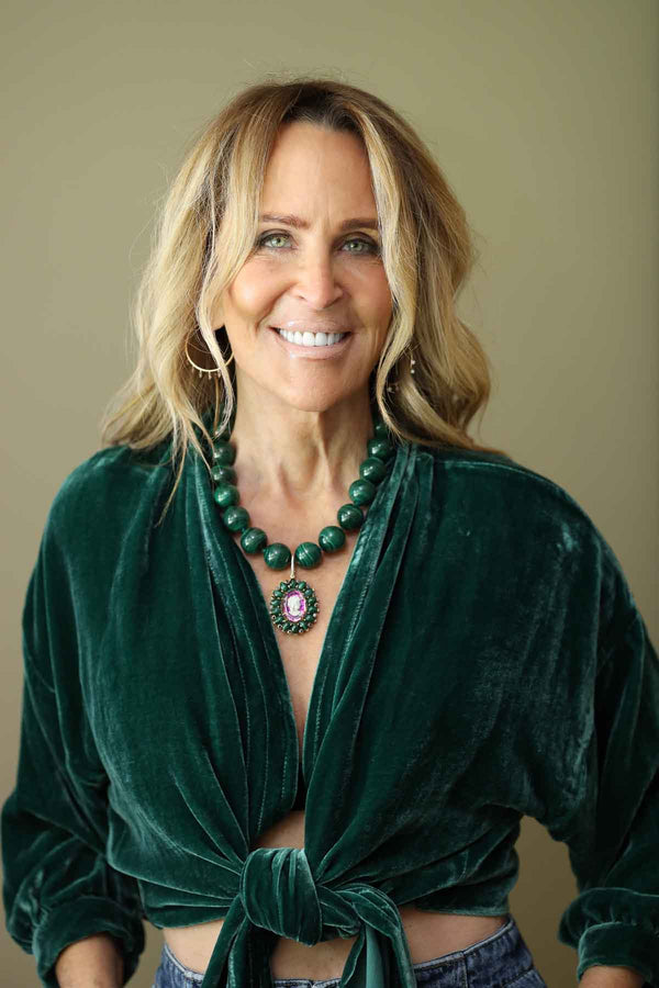 Cameo w/ Malachite & Sapphire in Gold Plate-Neck Pendant-Gretchen Ventura