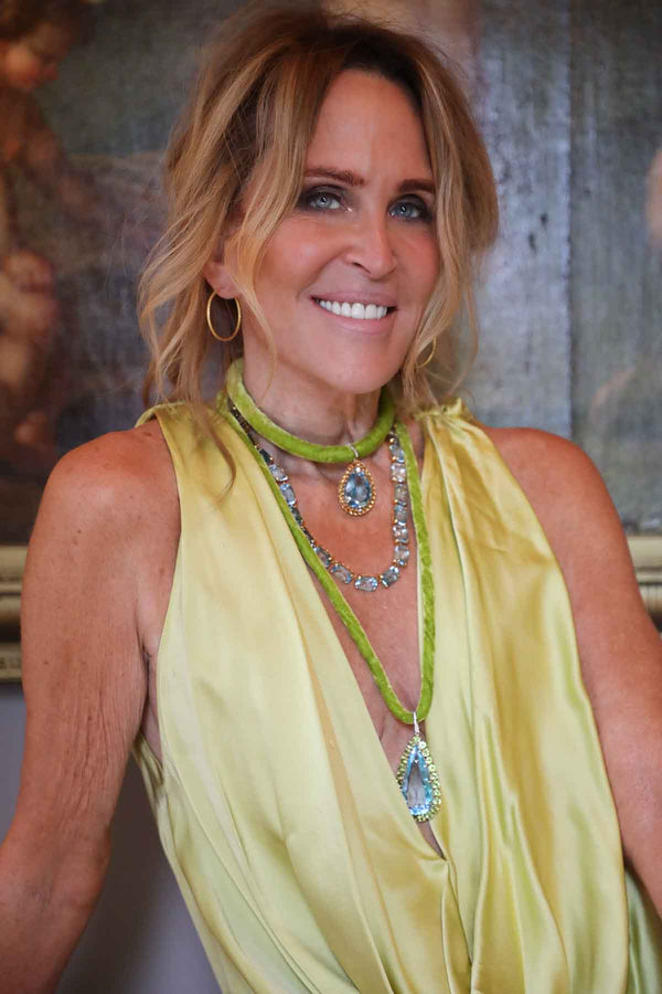 Faceted Rectangle Blue Topaz Riviere Necklace-Necklaces-Gretchen Ventura