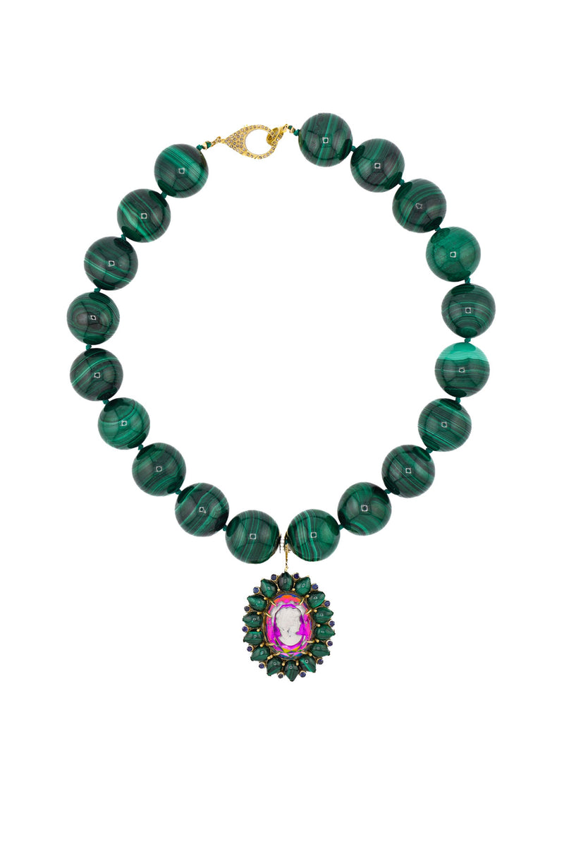 20mm Malachite Silk Knotted Necklace-Necklaces-Gretchen Ventura
