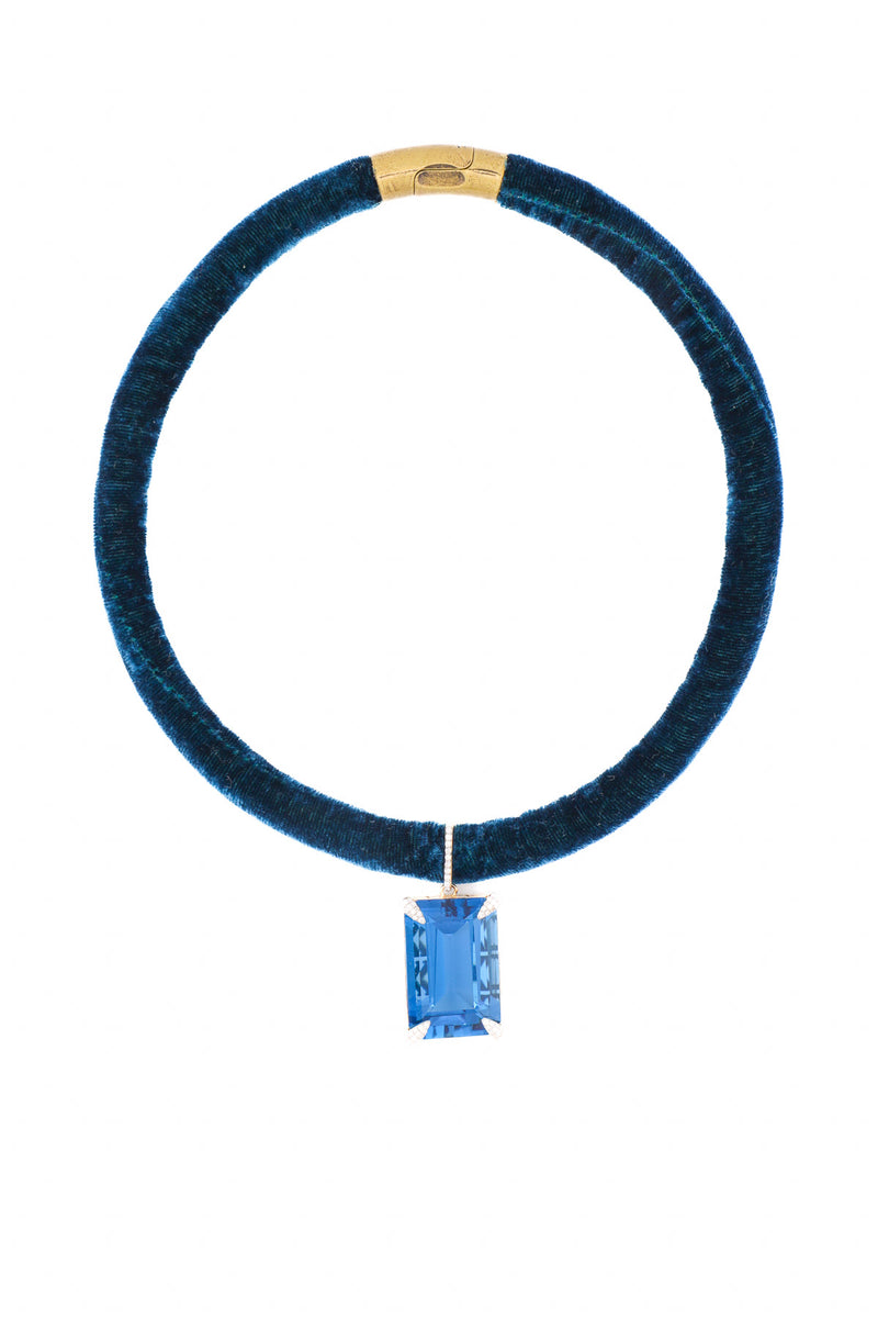 Emerald Shape Blue London Topaz Pendant