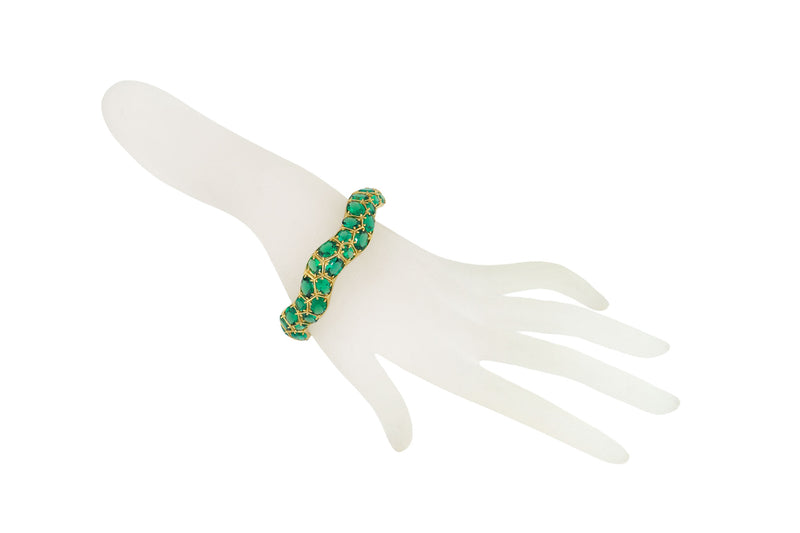 Green Onyx Waved Bangle-Bracelets-Gretchen Ventura
