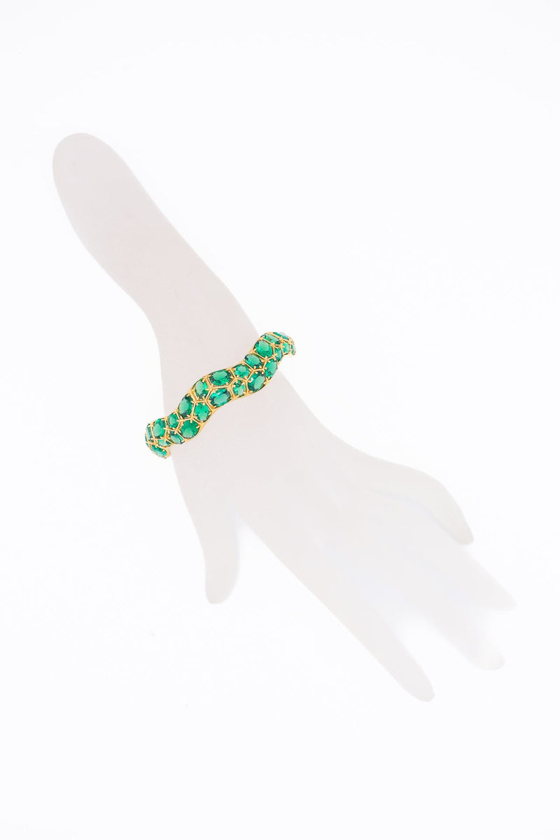 Green Onyx Waved Bangle-Bracelets-Gretchen Ventura