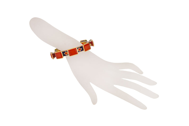 Emerald Shape Carnelian Kaleidoscope Bangle-Bracelets-Gretchen Ventura