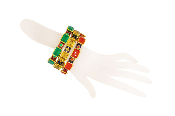 Emerald Shape Carnelian Kaleidoscope Bangle-Bracelets-Gretchen Ventura