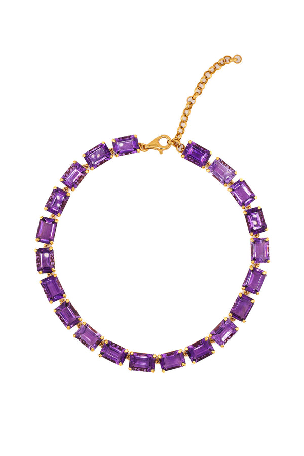 Faceted Rectangle Amethyst Riviere Necklace-Necklaces-Gretchen Ventura