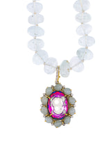Cameo w/ Aquamarine & Diamond in Gold Plate-Neck Pendant-Gretchen Ventura