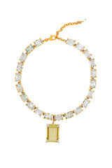 Emerald Shape Green Gold Quartz Pendant in 14K Gold-Neck Pendant-Gretchen Ventura