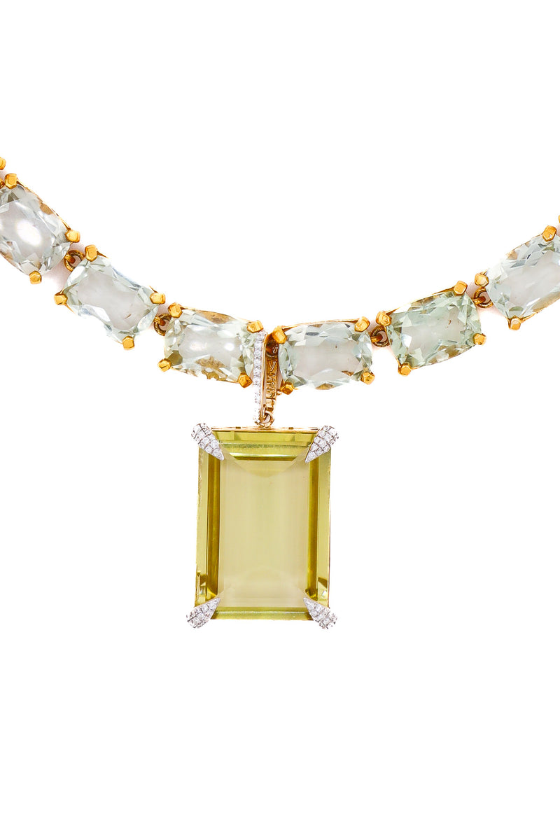 Emerald Shape Green Gold Quartz Pendant in 14K Gold-Neck Pendant-Gretchen Ventura