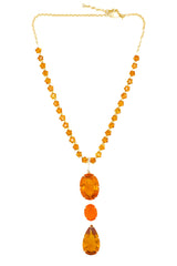 Teardrop Oval Citrine & Oval Fire Opal Pendant-Neck Pendant-Gretchen Ventura