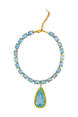 Pear Drop Shape Sky Topaz Pendant w/Peridot-Neck Pendant-Gretchen Ventura