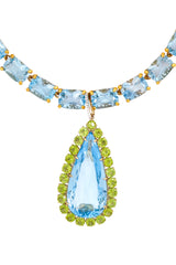 Pear Drop Shape Sky Topaz Pendant w/Peridot-Neck Pendant-Gretchen Ventura