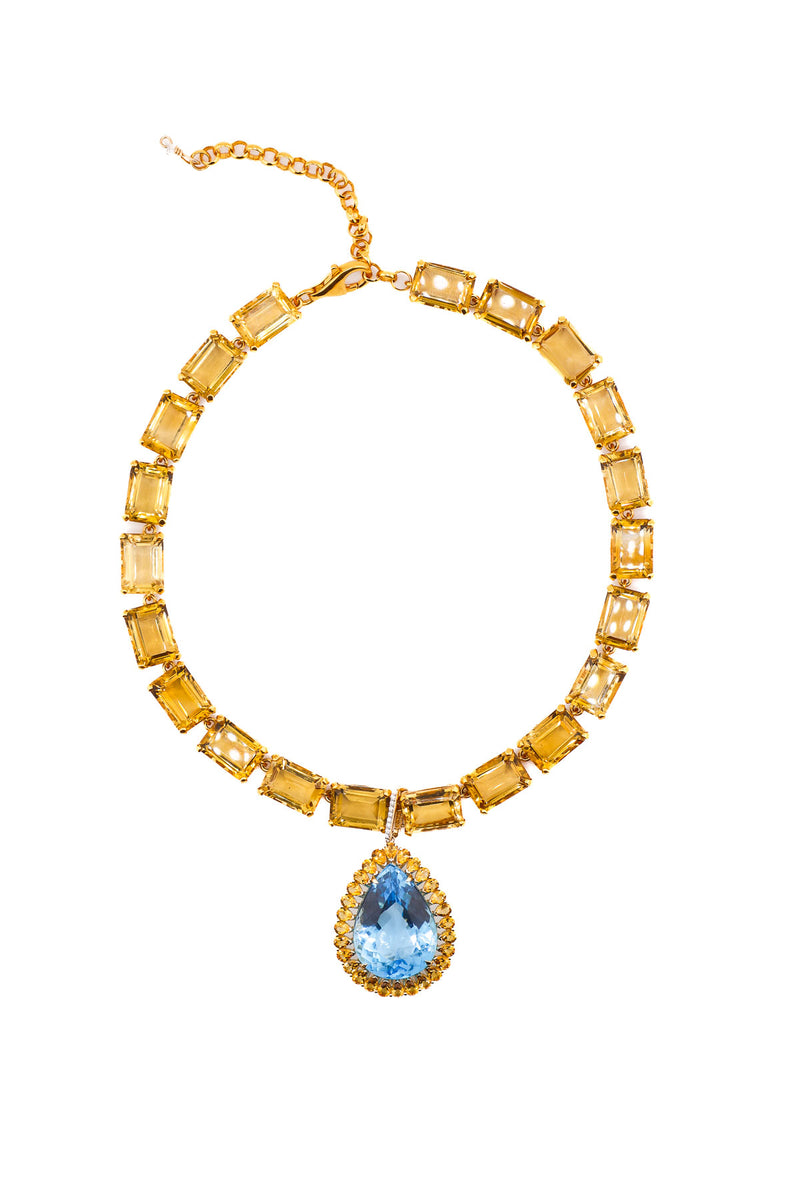 Faceted Rectangle Citrine Riviere Necklace-Necklaces-Gretchen Ventura