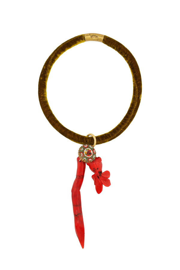 Coral Coy, Vintage Mosaic Brooch/Pin & Coral Sphere-Neck Pendant-Gretchen Ventura