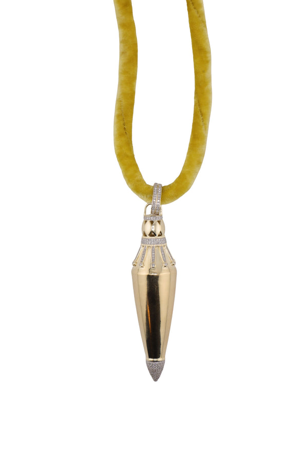 Gold Plate & Diamond Blessing Vessel-Neck Pendant-Gretchen Ventura