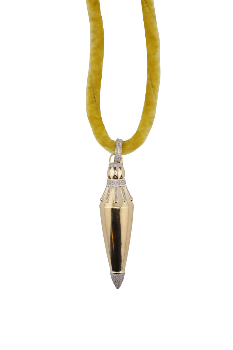 Gold Plate & Diamond Blessing Vessel-Neck Pendant-Gretchen Ventura