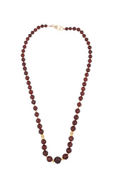 Faceted Hessonite Garnet, Gold & Diamond Bead Silk Knotted Necklace-Necklaces-Gretchen Ventura