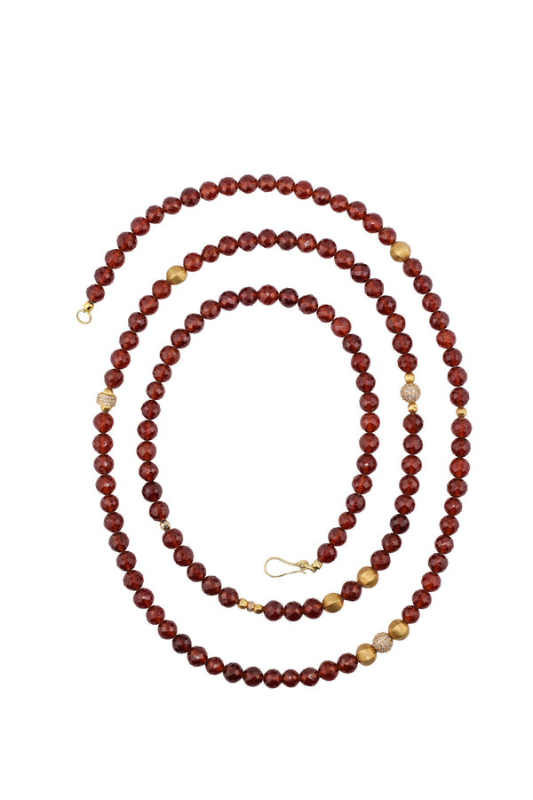 Faceted Hessonite Garnet Necklace 36"-Necklaces-Gretchen Ventura