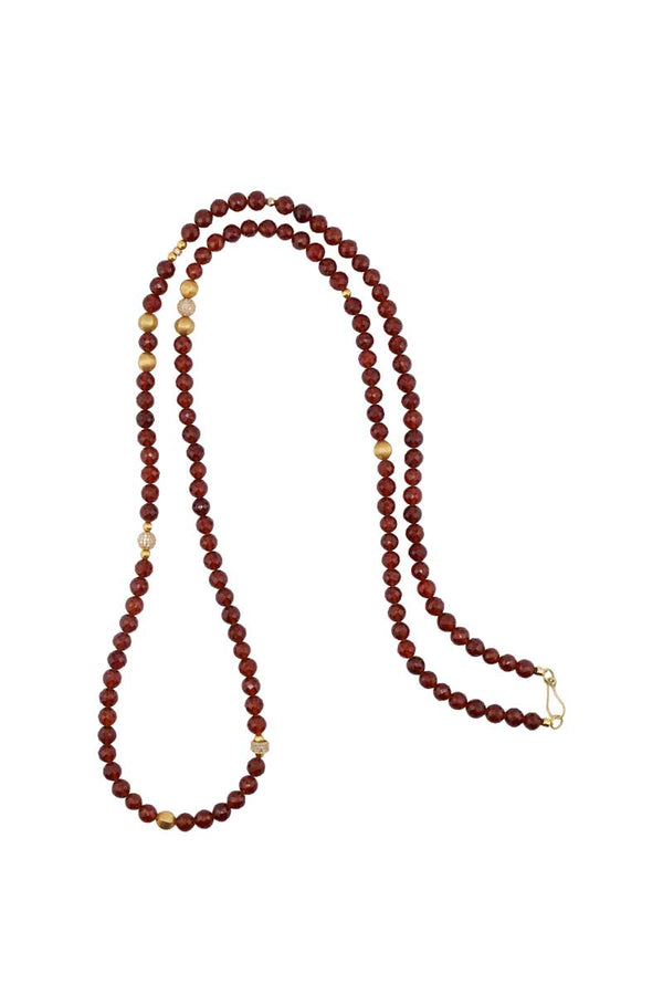 Faceted Hessonite Garnet Necklace 36"-Necklaces-Gretchen Ventura