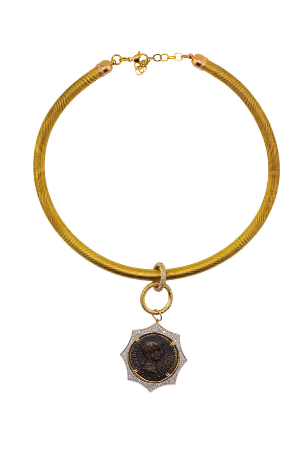 Gold Plate Wrapped Wire Choker-Necklaces-Gretchen Ventura