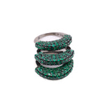 Emerald & Rhodium Plated Saucer Ring-Rings-Gretchen Ventura