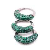 Emerald & Rhodium Plated Saucer Ring-Rings-Gretchen Ventura