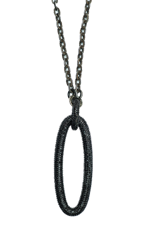 Black Spinel Large Oval Rockstar Necklace-Necklaces-Gretchen Ventura