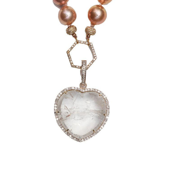 Quartz Crystal Heart Pendant-Neck Pendant-Gretchen Ventura