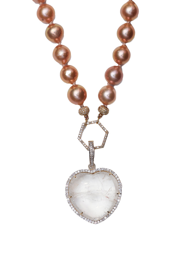 Quartz Crystal Heart Pendant-Neck Pendant-Gretchen Ventura