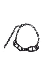 Black Spinel Oval & Squared H link Rockstar Necklace-Necklaces-Gretchen Ventura