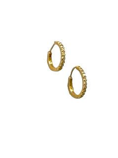 1.05g 18K White or Yellow Matte Gold, Brilliant cut Diamond (0.16 C, G-VVS) Huggies (11mm)-Earrings-Gretchen Ventura