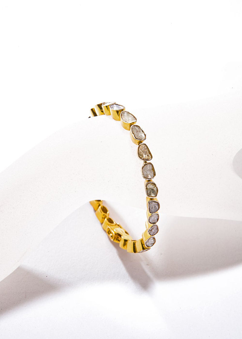 Rose Cut Diamond Tennis Bracelet in GP over Sterling or sterling silver Bracelet (5.90C)-Bracelets-Gretchen Ventura