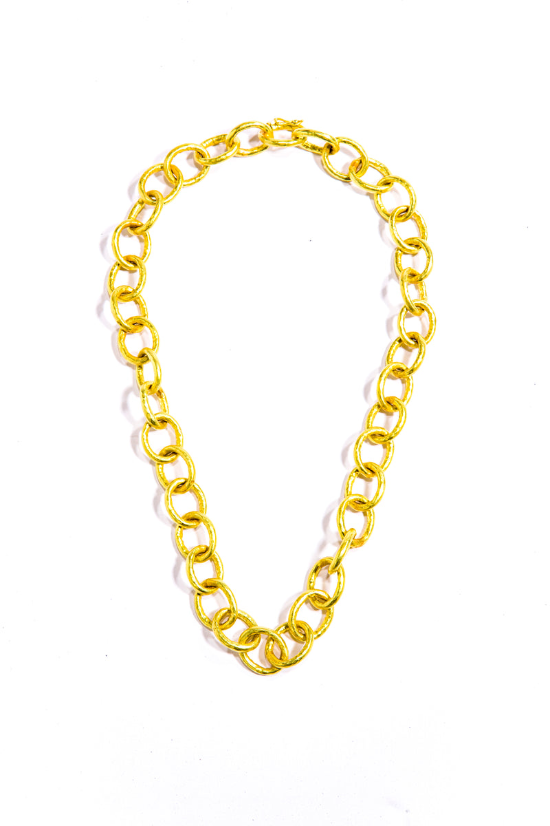 Hand Hammered 20K Gold 15mm Link Chain (18") #7657-Chain-Gretchen Ventura