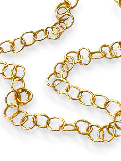 18K Gold Hand Hammered Handmade Large oval Link Chain #7700-Chain-Gretchen Ventura