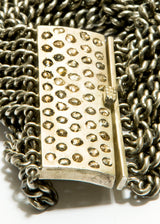 Matte Sterling Silver & Conflict Free Raw Diamond Clasp w/ Oxidized Sterling Curb Chain Bracelet #2823-Bracelets-Gretchen Ventura