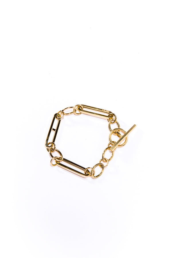 14K Gold H Link + Toggle & Clasp Bracelet-Bracelets-Gretchen Ventura