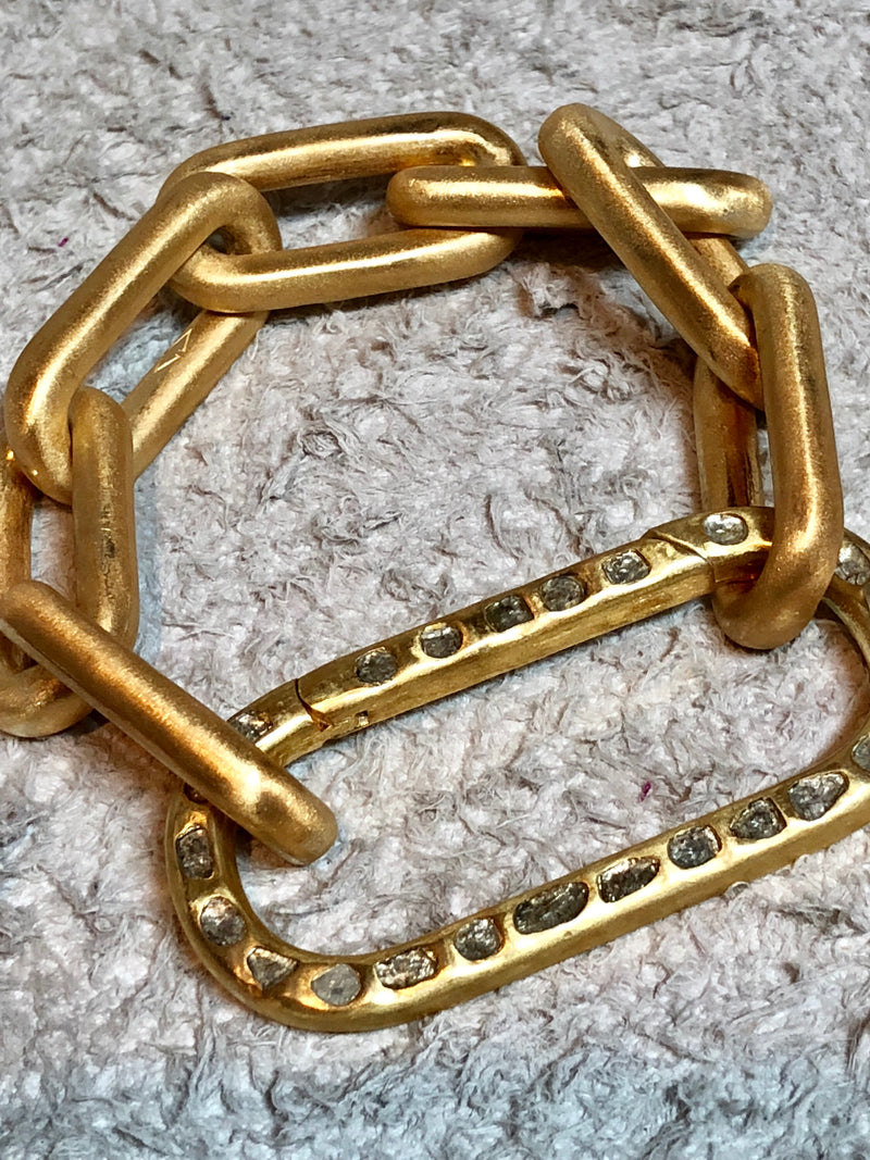 GP Conflict Free Diamond Sliced Sterling Clasp w/ GP over Sterling Links Bracelets-Bracelets-Gretchen Ventura
