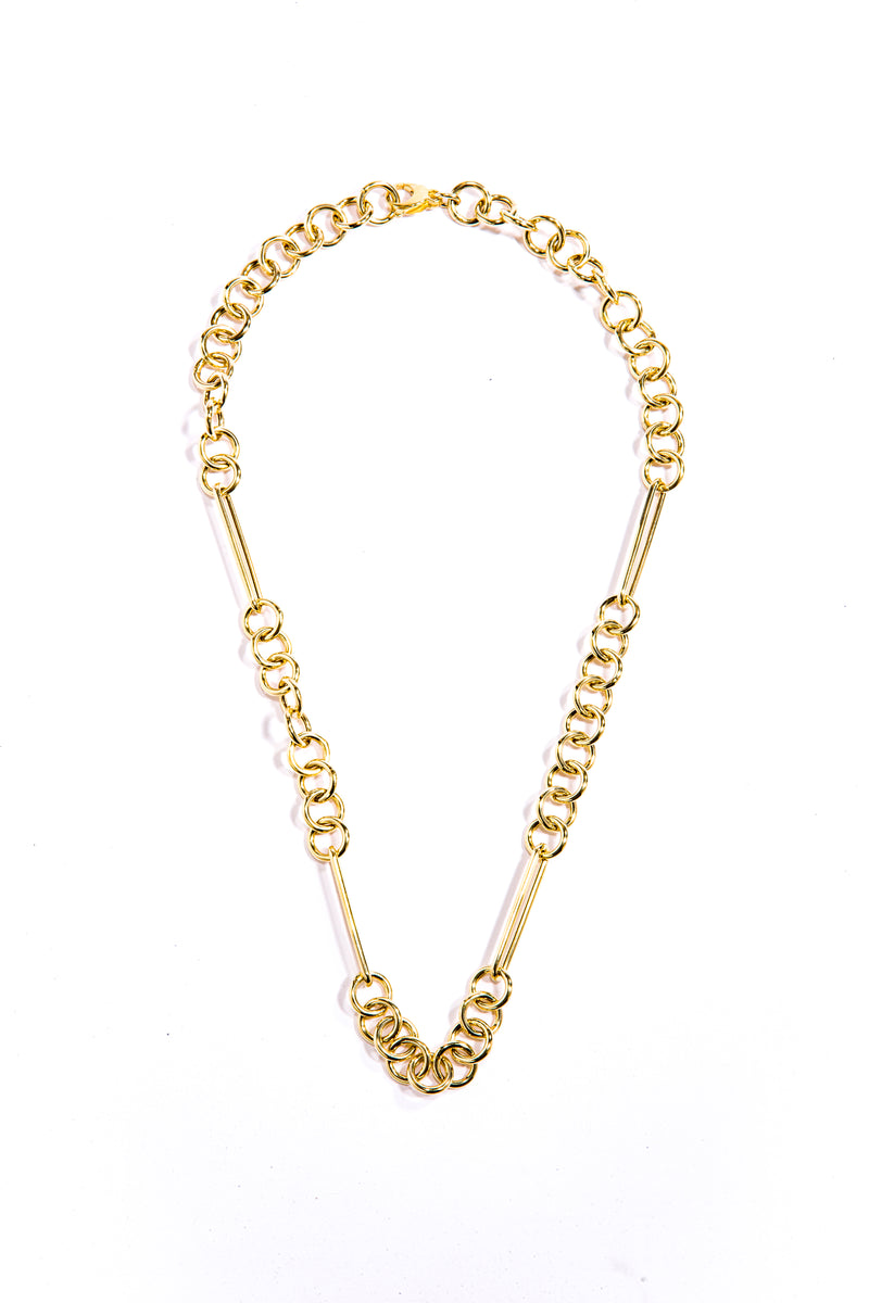 14K Yellow Gold Round and Paperclip Link Chain (1x9) 18" #7645.-Chain-Gretchen Ventura