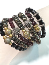 Bronze Plated Pyrite & Diamond Baguette Bracelet-Bracelets-Gretchen Ventura