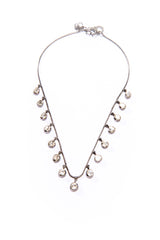 Oxidized Sterling Silver Snake Chain W/ Rose Cut Diamond (2.55C) Drops & Diamond Clasp Necklace (16"-18")-Necklaces-Gretchen Ventura