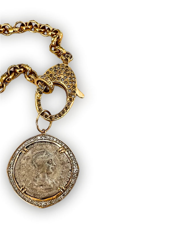 Very Rare Ancient Roman Empire (147-176 C.E.) Diamonds (.4C) & Gold (6.39g) Coin #9657-Neck Pendant-Gretchen Ventura