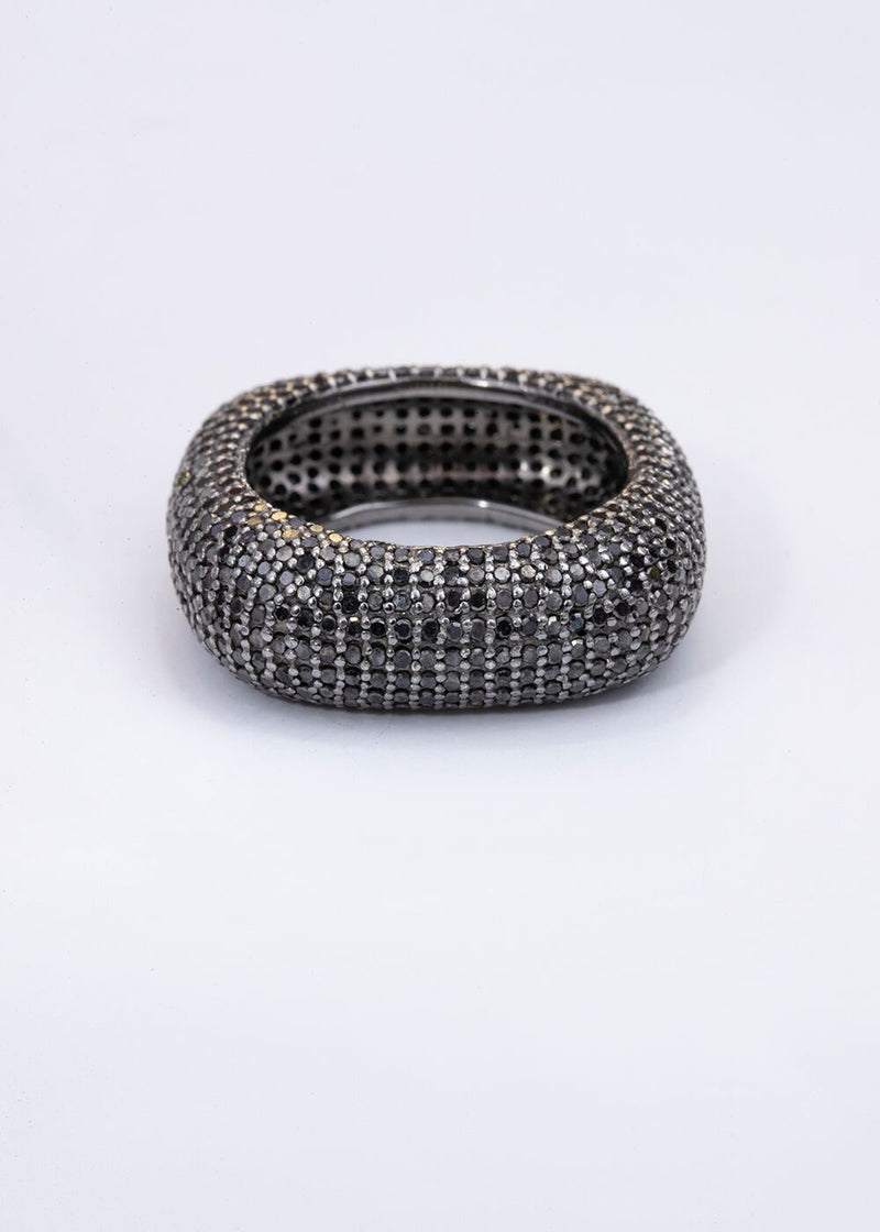 Black or White Diamond Squared Domed Ring #5013-Rings-Gretchen Ventura