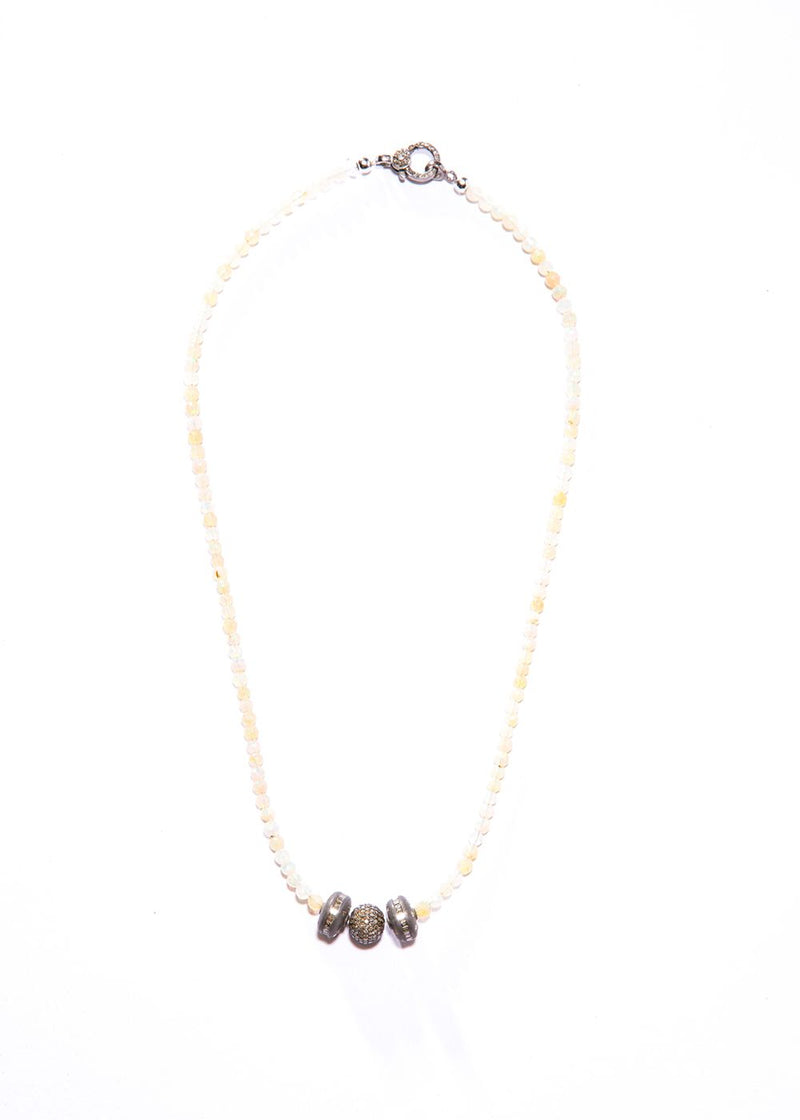 Faceted Opal Beads w/ Pave & Baguette Diamonds (16")-Necklaces-Gretchen Ventura